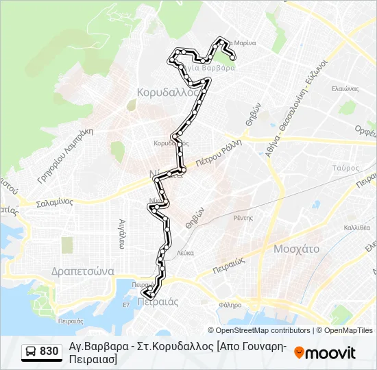 830 Bus Line Map