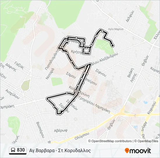 830 Bus Line Map