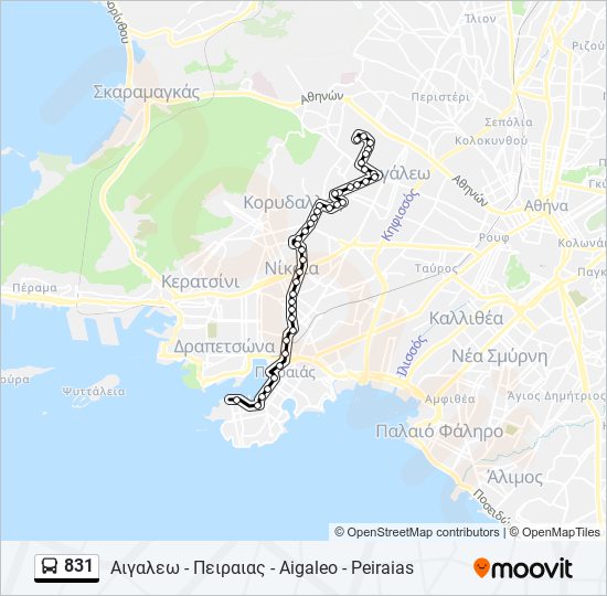 831 bus Line Map