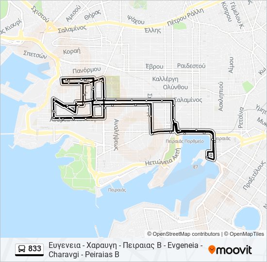 833 bus Line Map