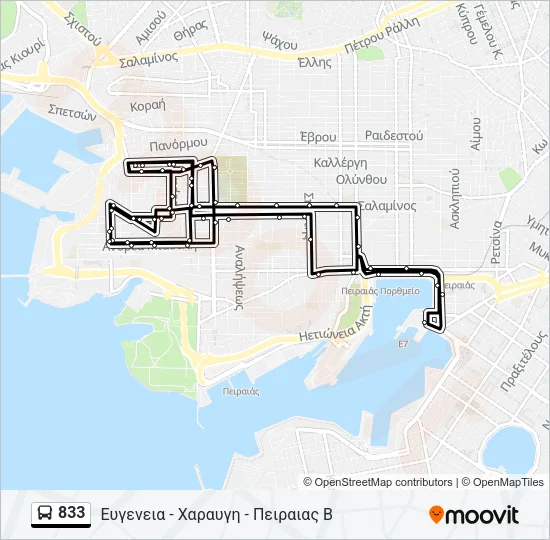 833 Bus Line Map
