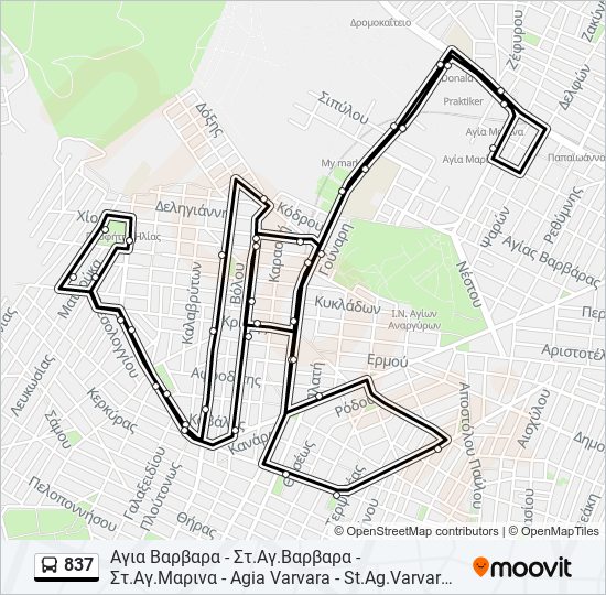 837 bus Line Map