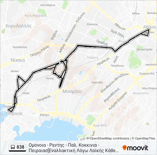 838 Bus Line Map