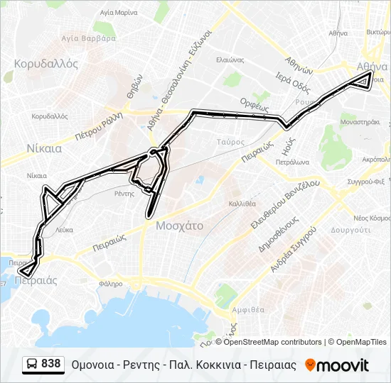 838 Bus Line Map