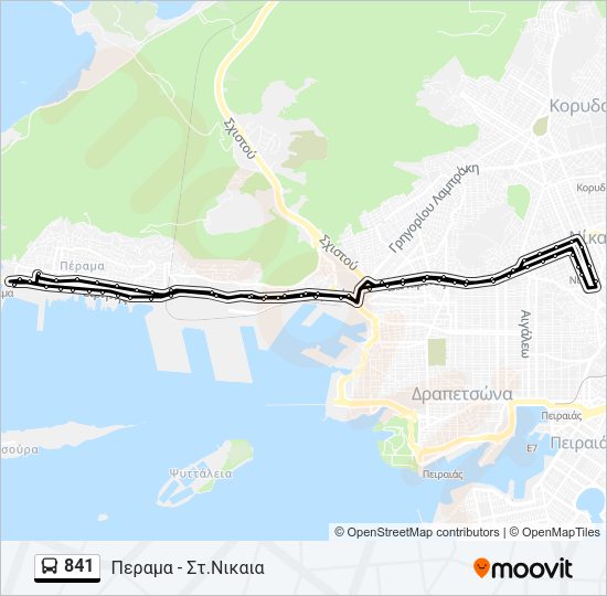 Χάρτης Γραμμής 841 λεωφορείο
