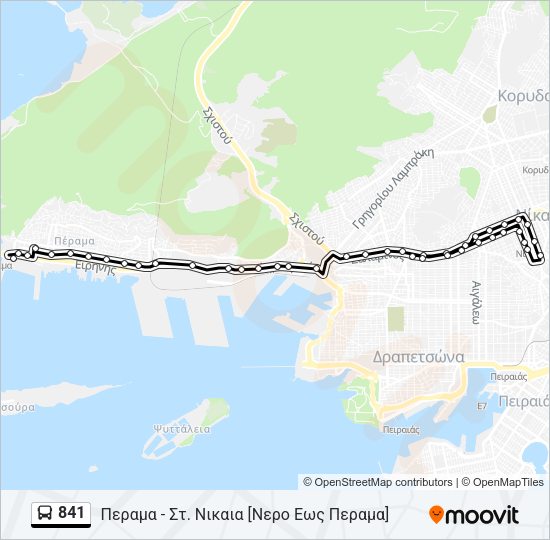 Χάρτης Γραμμής 841 λεωφορείο