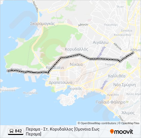 Χάρτης Γραμμής 842 λεωφορείο