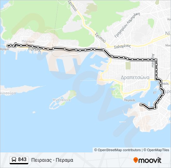 Χάρτης Γραμμής 843 λεωφορείο
