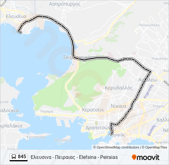 845 bus Line Map