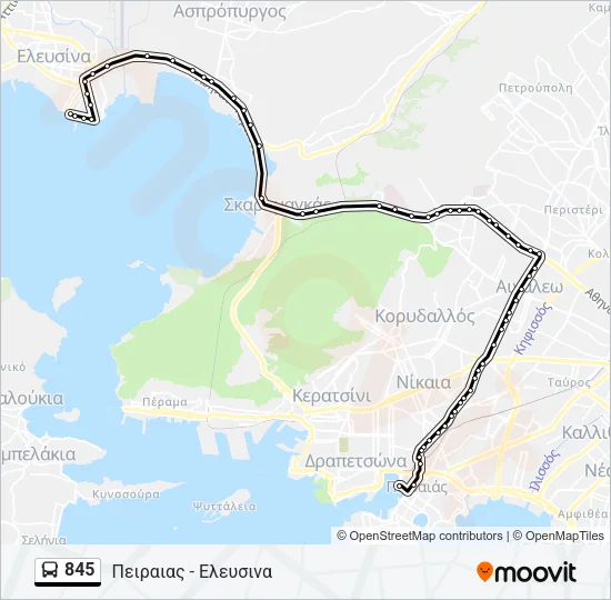 845 Bus Line Map