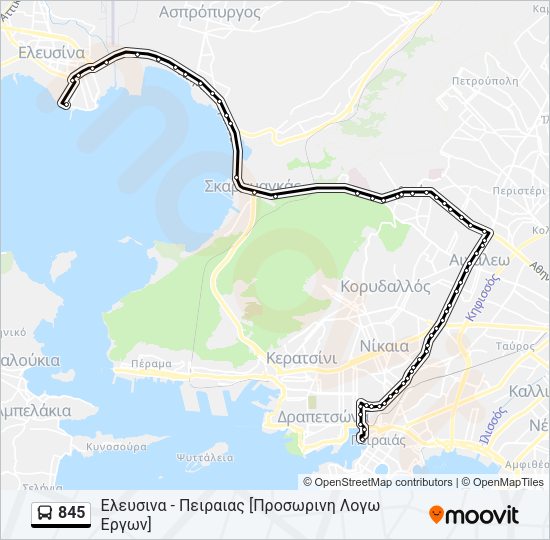 Χάρτης Γραμμής 845 λεωφορείο