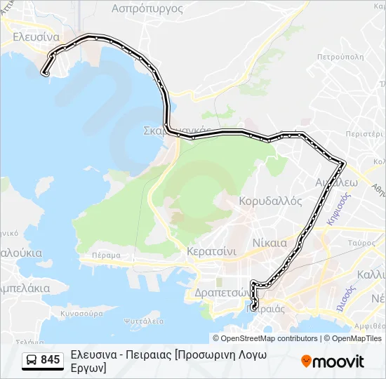 845 Bus Line Map
