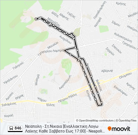 846 bus Line Map