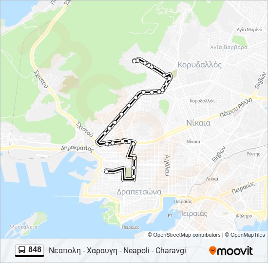 848 bus Line Map