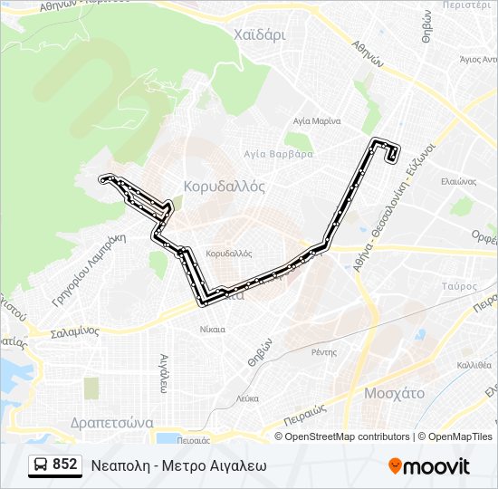 Χάρτης Γραμμής 852 λεωφορείο