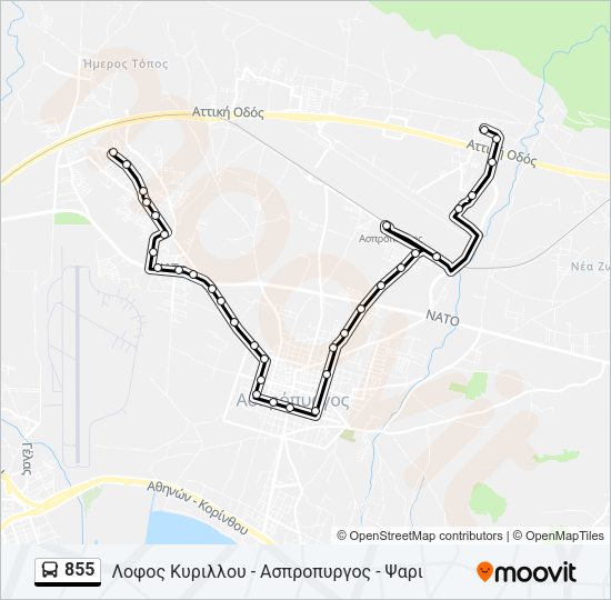 Χάρτης Γραμμής 855 λεωφορείο
