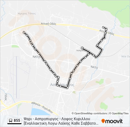 Χάρτης Γραμμής 855 λεωφορείο