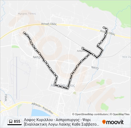 Χάρτης Γραμμής 855 λεωφορείο