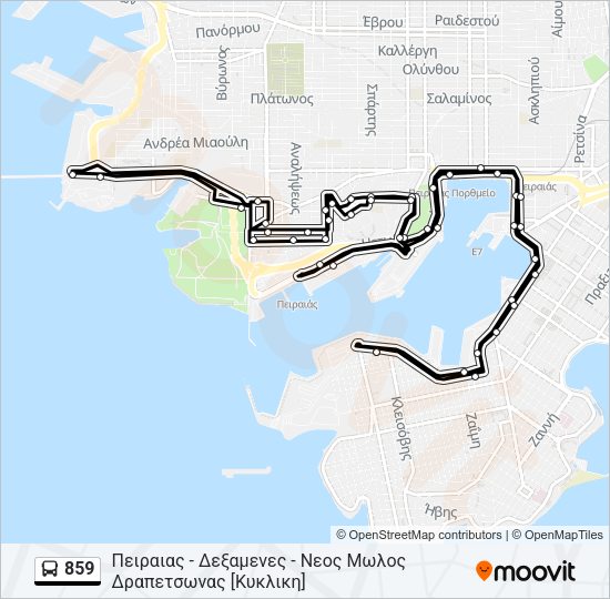 Χάρτης Γραμμής 859 λεωφορείο