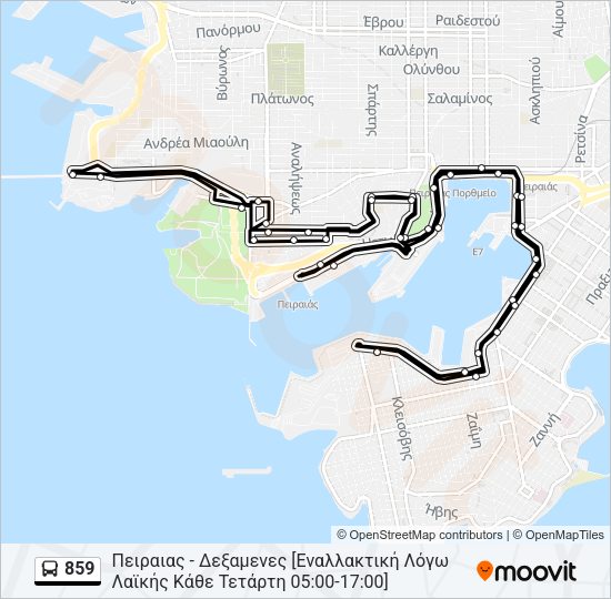 Χάρτης Γραμμής 859 λεωφορείο