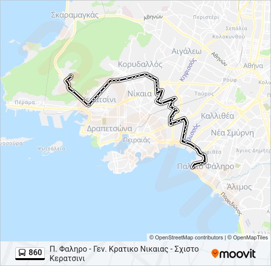 Χάρτης Γραμμής 860 λεωφορείο
