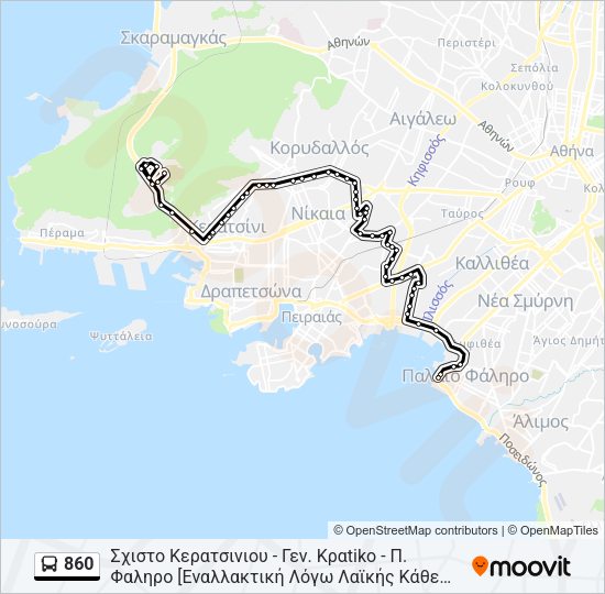 Χάρτης Γραμμής 860 λεωφορείο