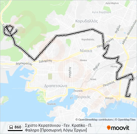 860 Bus Line Map