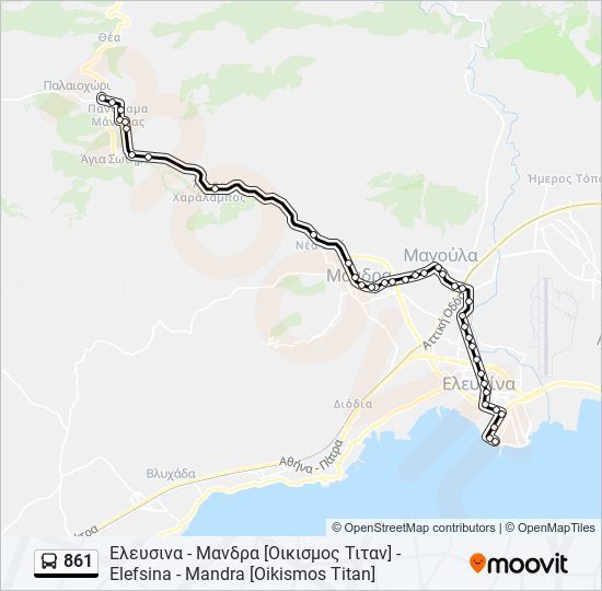 Χάρτης Γραμμής 861 λεωφορείο