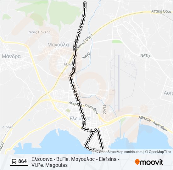 864 bus Line Map