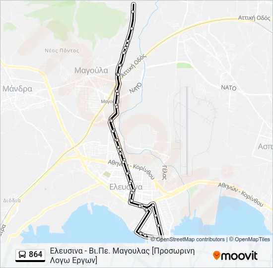 864 Bus Line Map