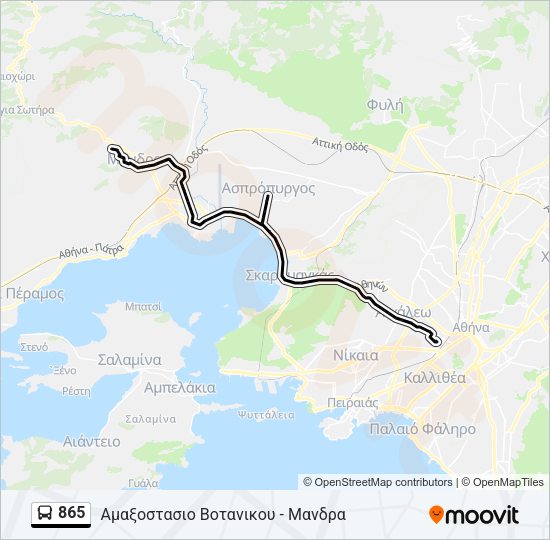 Χάρτης Γραμμής 865 λεωφορείο