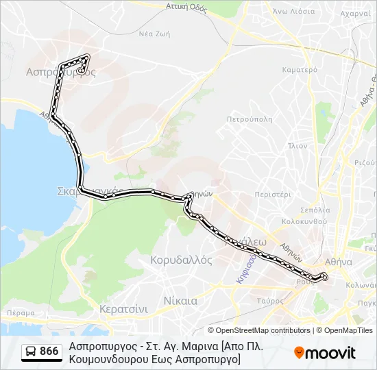 866 Bus Line Map