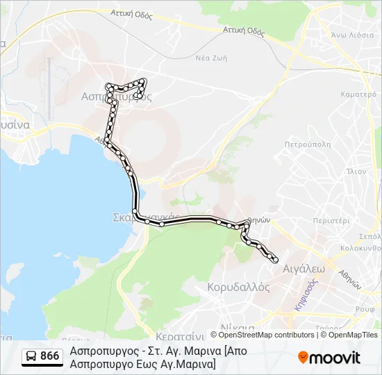 866 Bus Line Map
