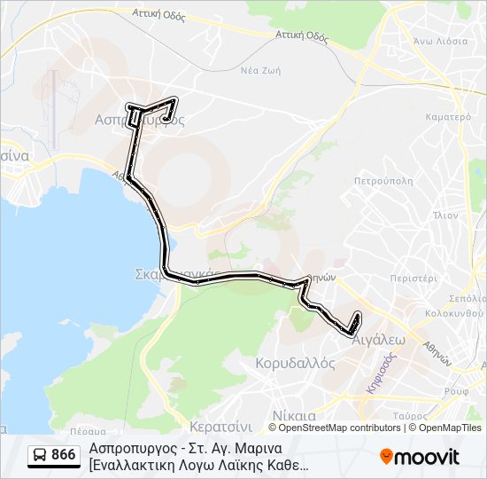 Χάρτης Γραμμής 866 λεωφορείο