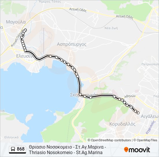 868 bus Line Map