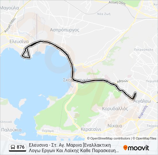 Χάρτης Γραμμής 876 λεωφορείο