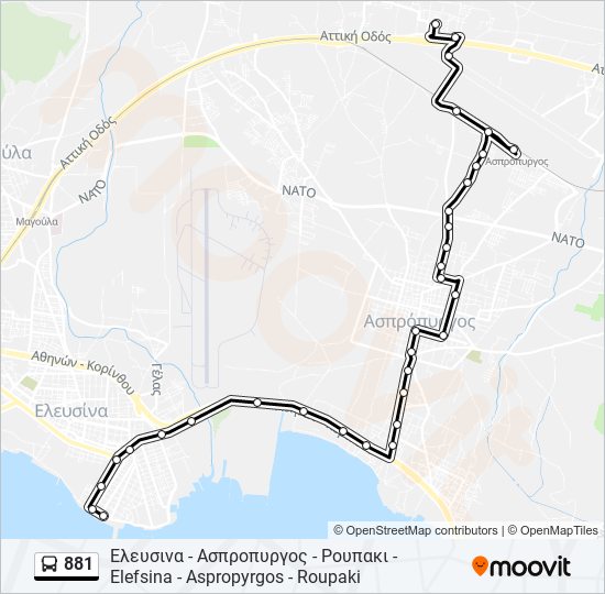 881 bus Line Map