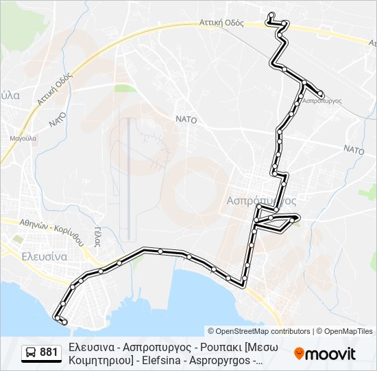 881 bus Line Map