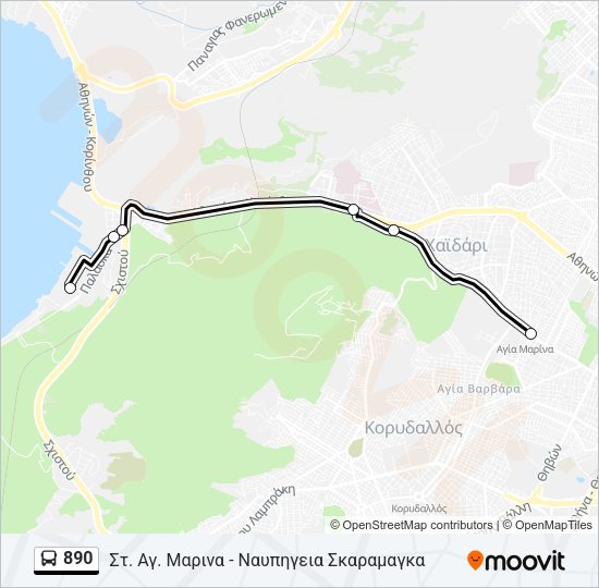 Χάρτης Γραμμής 890 λεωφορείο