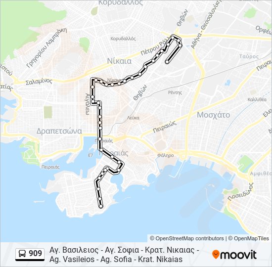 909 bus Line Map