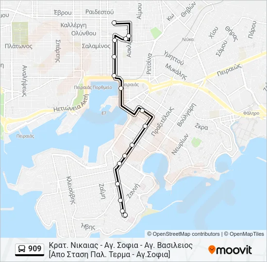 909 Bus Line Map