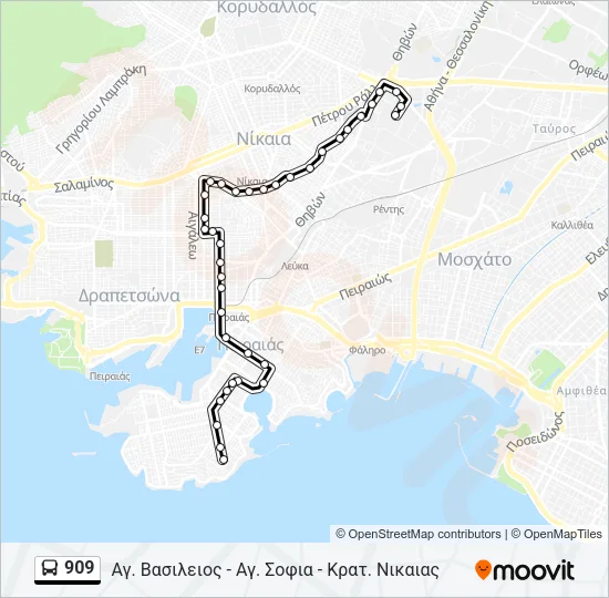 909 Bus Line Map