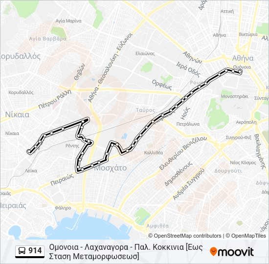 Χάρτης Γραμμής 914 λεωφορείο