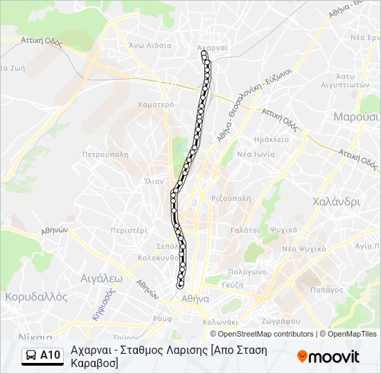 Χάρτης Γραμμής Α10 λεωφορείο