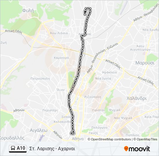 Χάρτης Γραμμής Α10 λεωφορείο