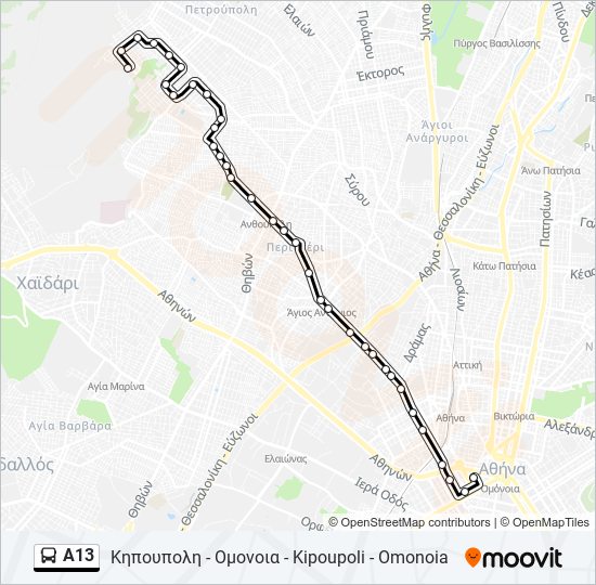 Α13 bus Line Map