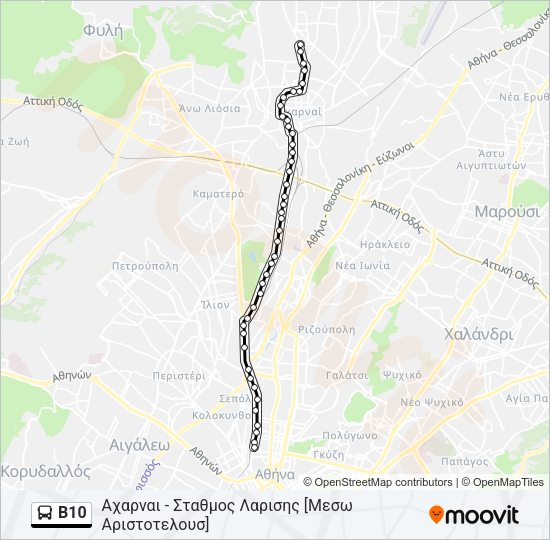 Χάρτης Γραμμής Β10 λεωφορείο