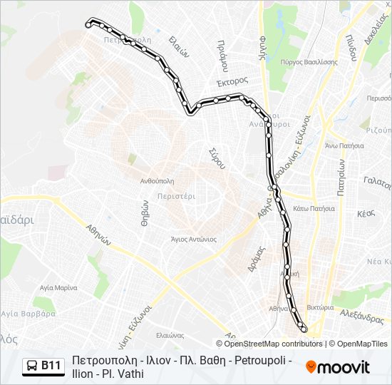 Β11 bus Line Map