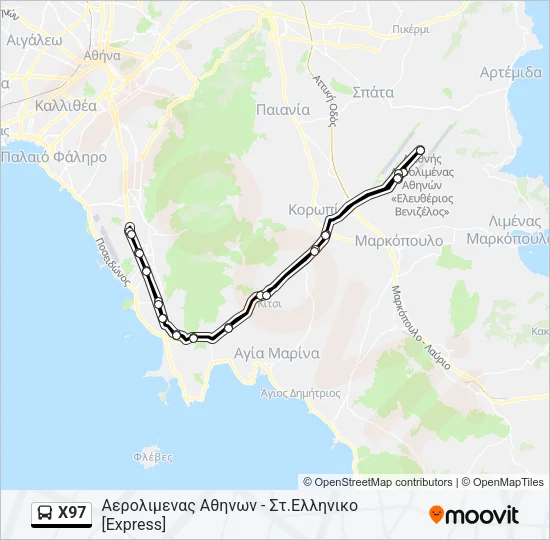 Χ97 Bus Line Map