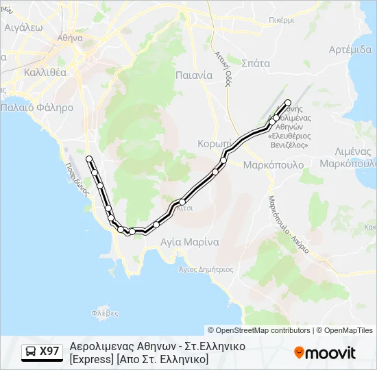 Χ97 Bus Line Map